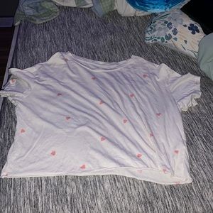 White with pink hearts tee